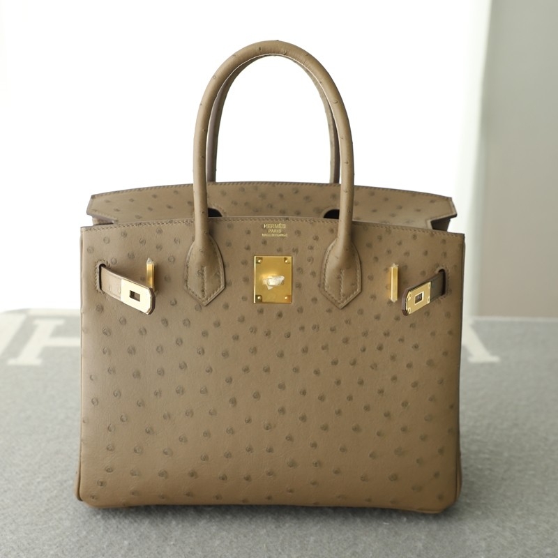 CK18 etoupe ostrich birkin 30 with GHW