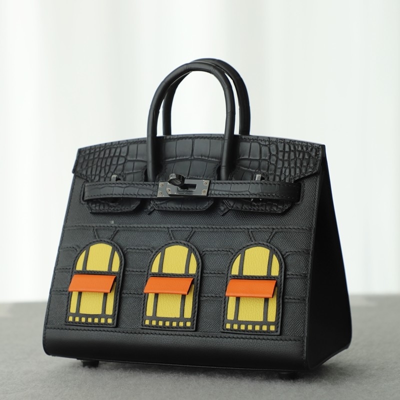 Hermès Birkin 20 Faubourg Sellier Black Matte Alligator Bag