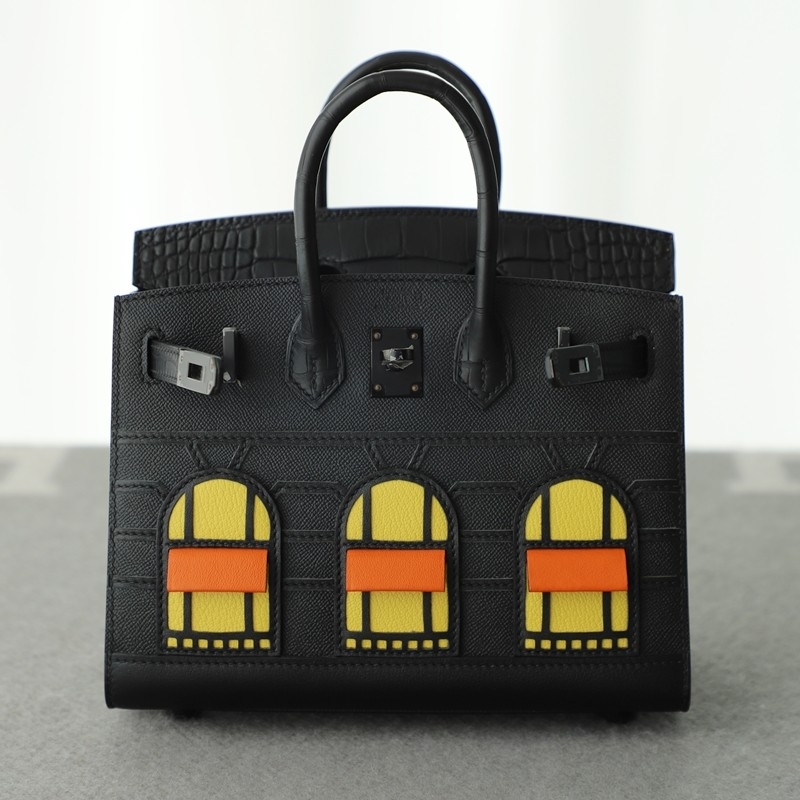 Hermès Birkin 20 Faubourg Sellier Black Matte Alligator Bag