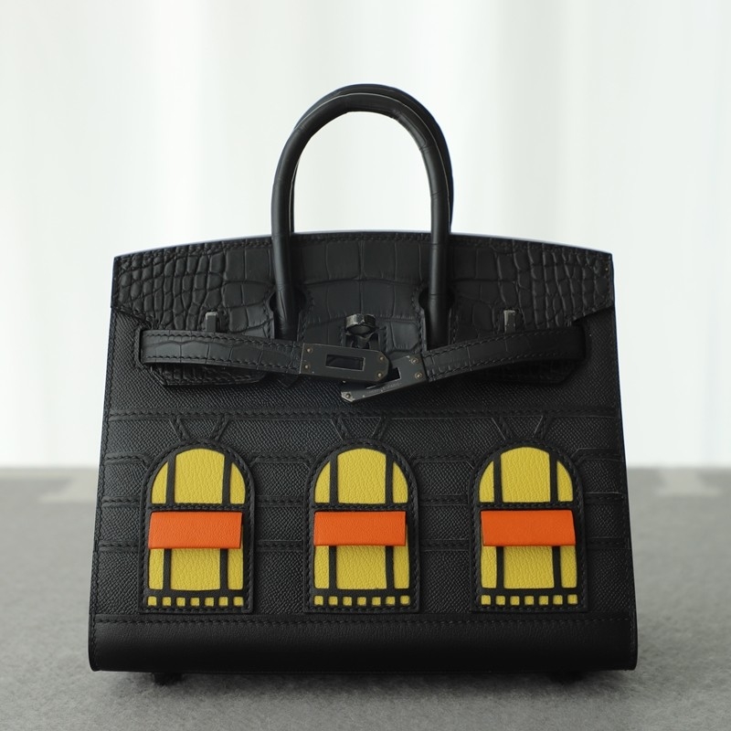 Hermès Birkin 20 Faubourg Sellier Black Matte Alligator Bag