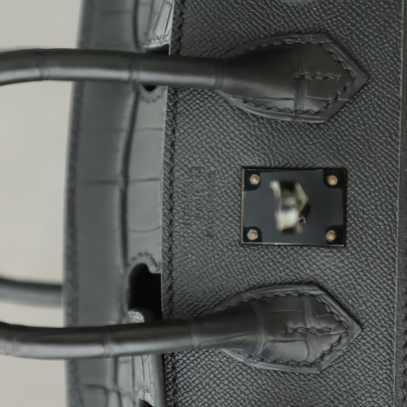 Hermès Birkin 20 Faubourg Sellier Black Matte Alligator Bag
