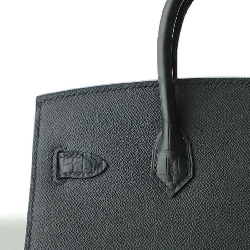 Hermès Birkin 20 Faubourg Sellier Black Matte Alligator Bag