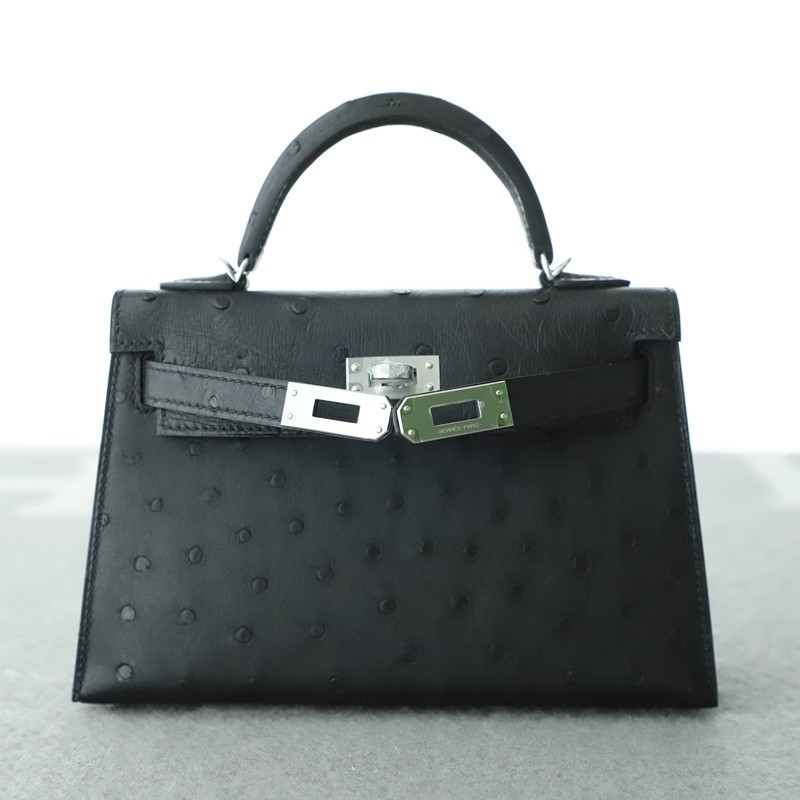 CK89 Nior/Black Ostrich Kelly Mini II With PHW