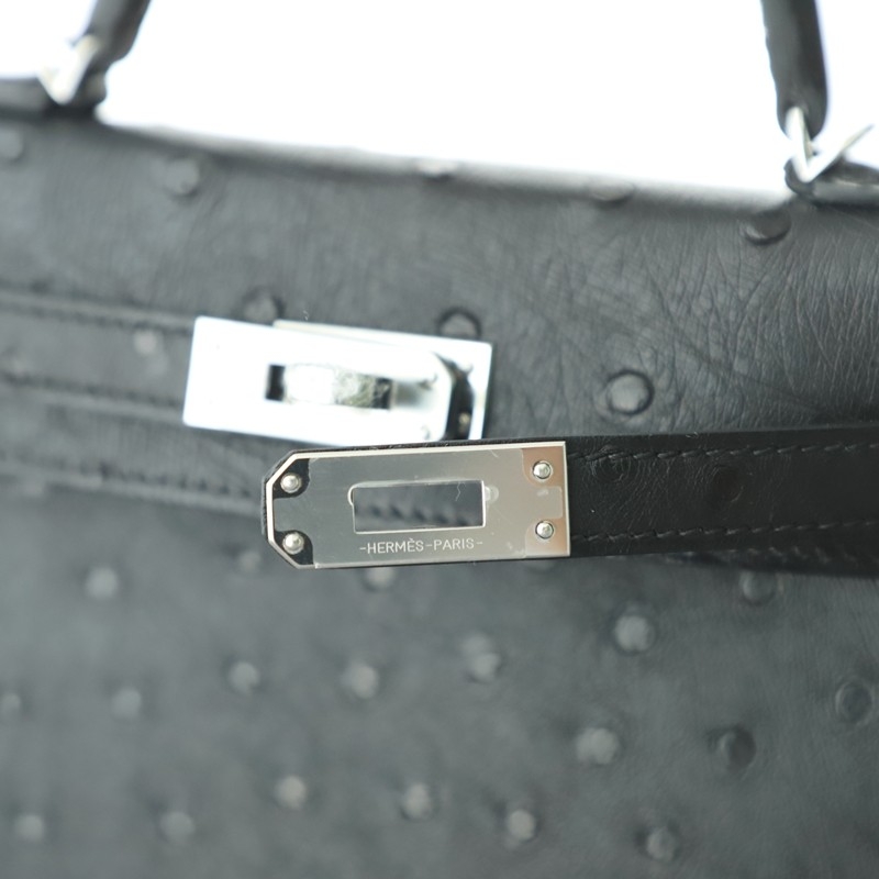 CK89 Nior/Black Ostrich Kelly Mini II With PHW