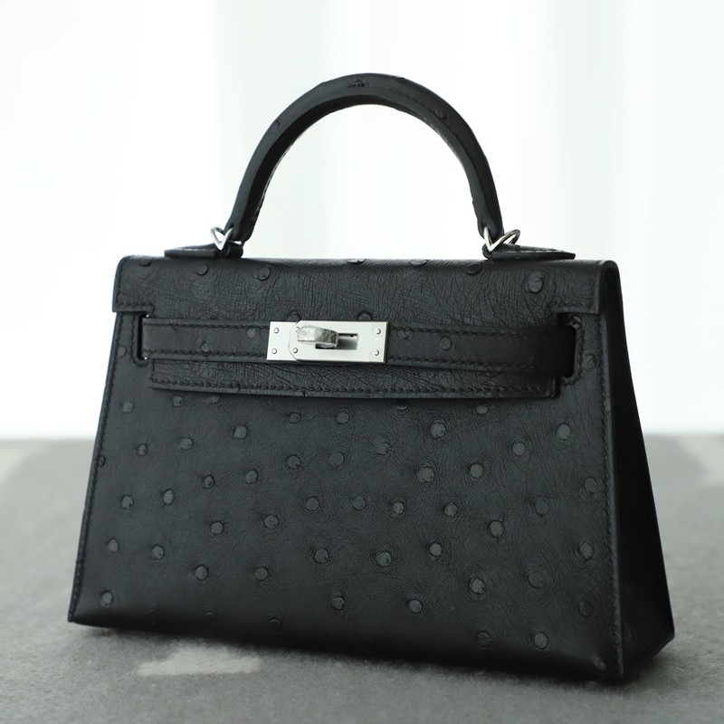 CK89 Nior/Black Ostrich Kelly Mini II With PHW