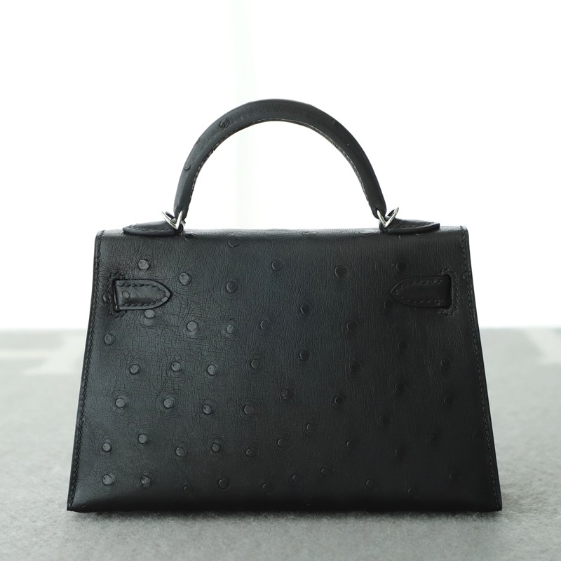 CK89 Nior/Black Ostrich Kelly Mini II With PHW