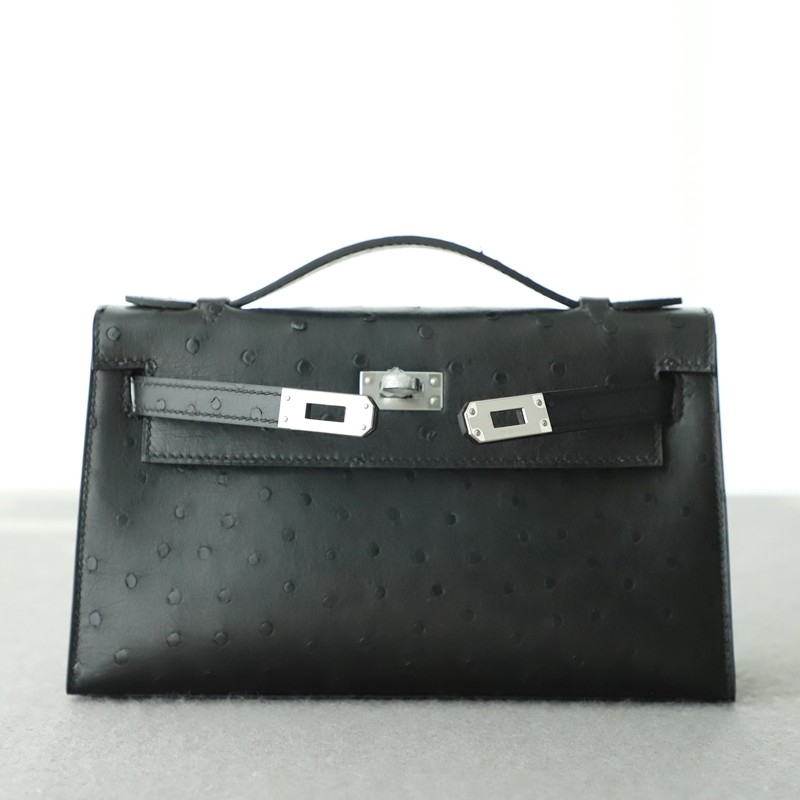 CK89 Nior ostrich kelly pochette with phw