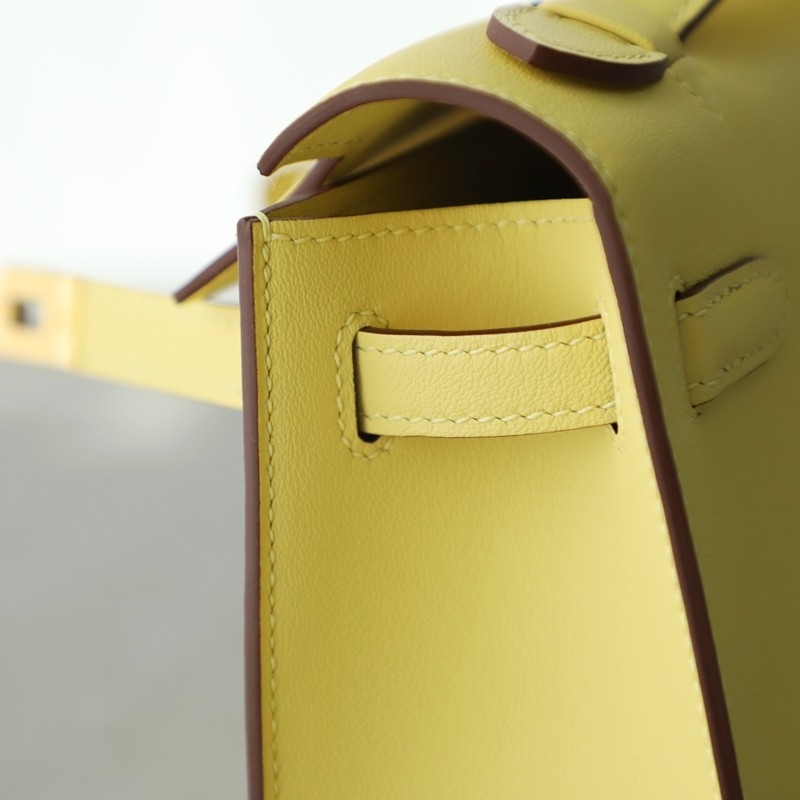 1z Jaune Pussin Swift Kelly Pochette With GHW