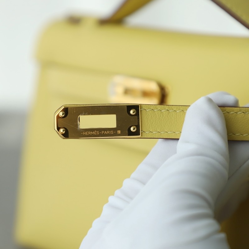 1z Jaune Pussin Swift Kelly Pochette With GHW