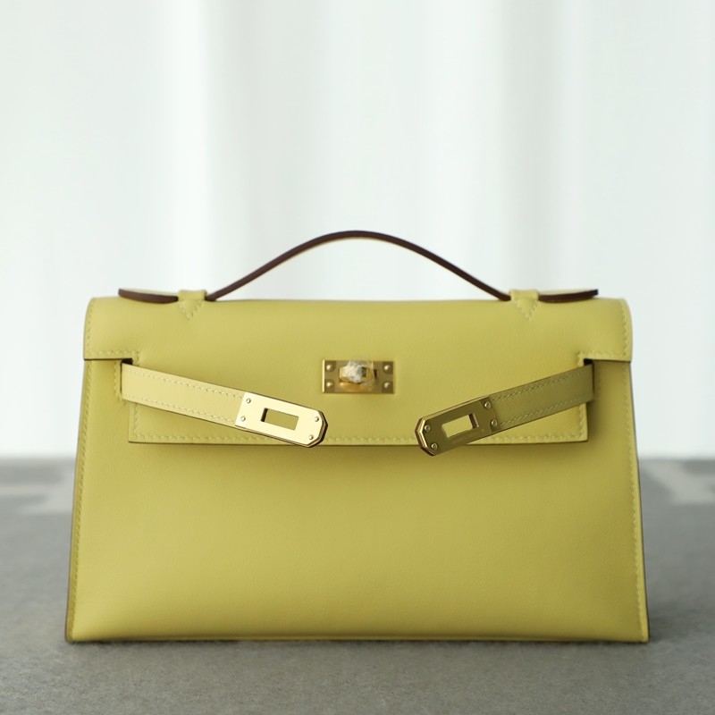 1z Jaune Pussin Swift Kelly Pochette With GHW