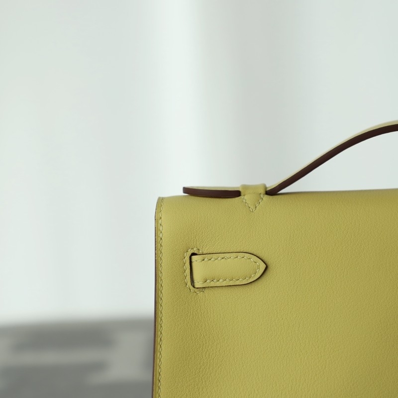1z Jaune Pussin Swift Kelly Pochette With GHW