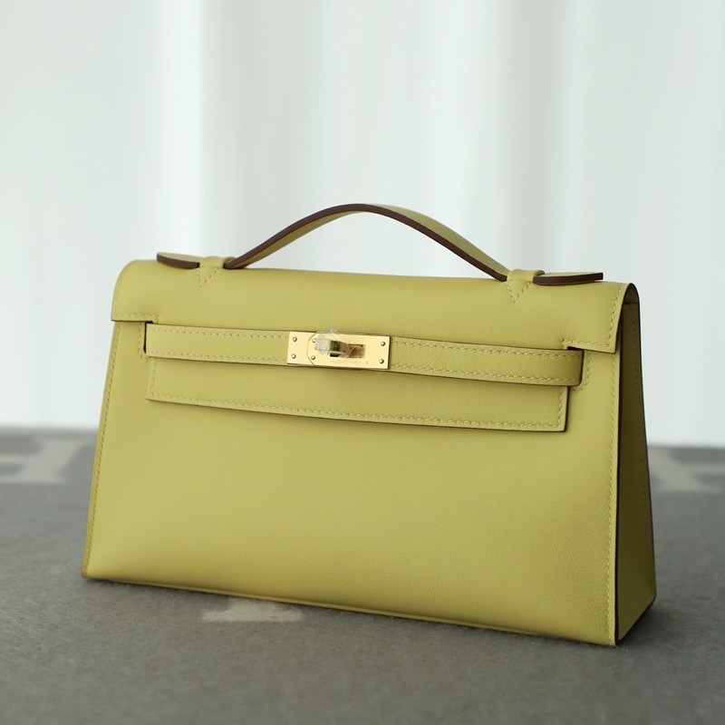 1z Jaune Pussin Swift Kelly Pochette With GHW