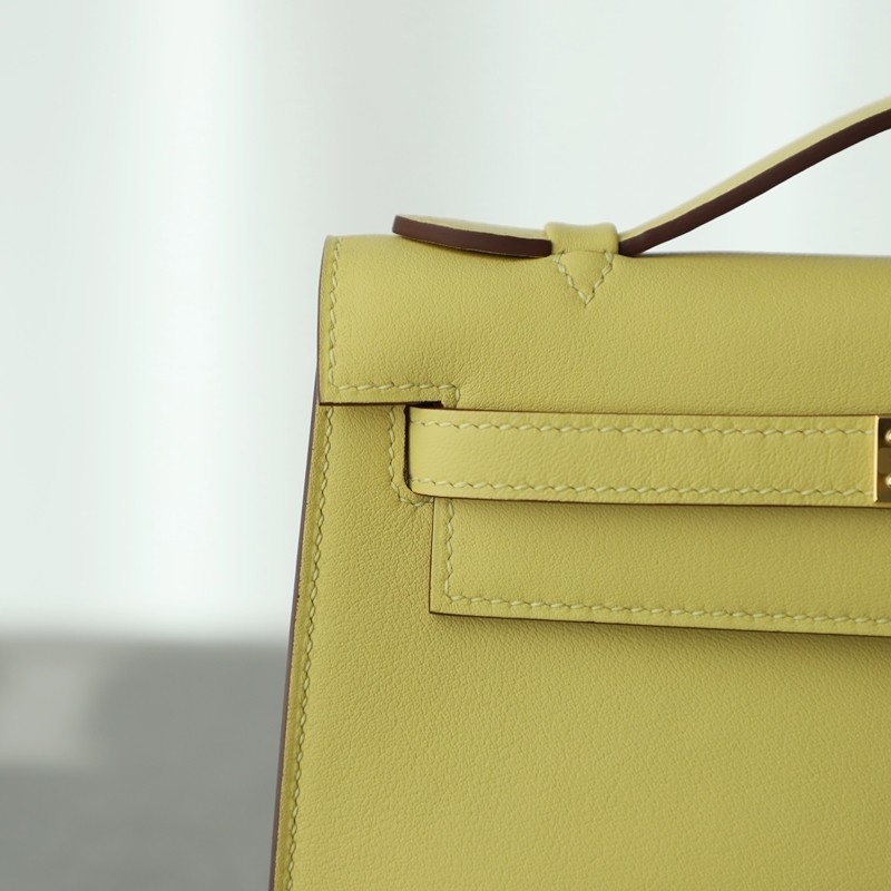 1z Jaune Pussin Swift Kelly Pochette With GHW