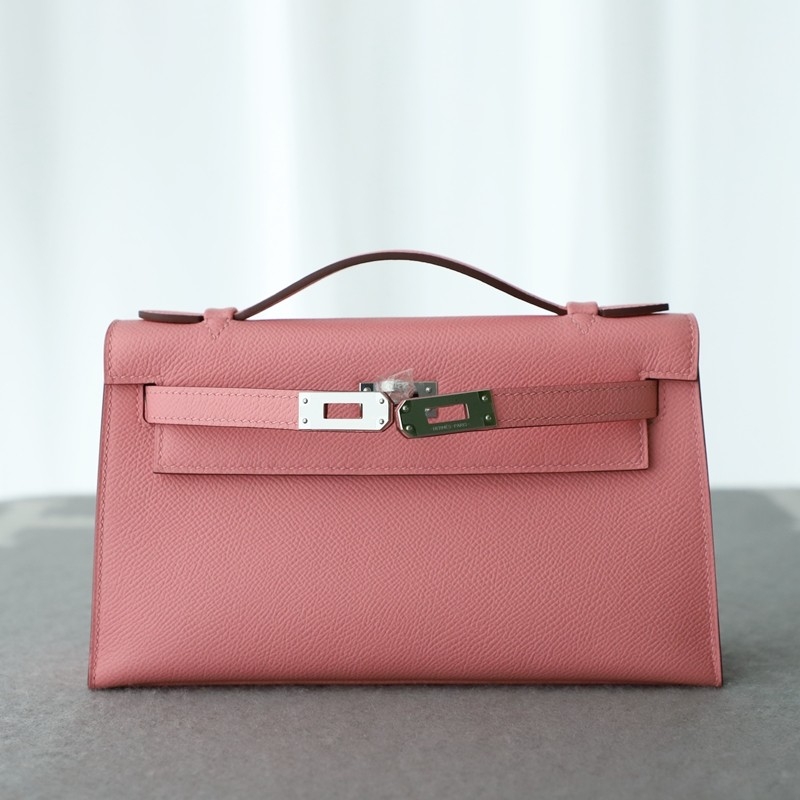 1Q Rose Confetti Epsom Kelly Pochette With Phw