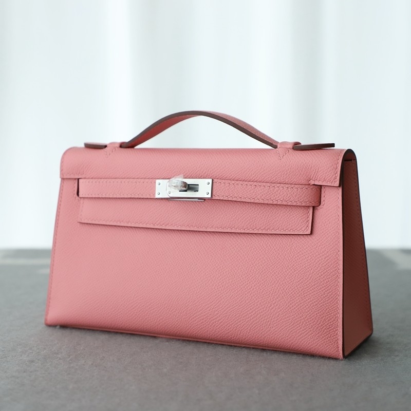 1Q Rose Confetti Epsom Kelly Pochette With Phw