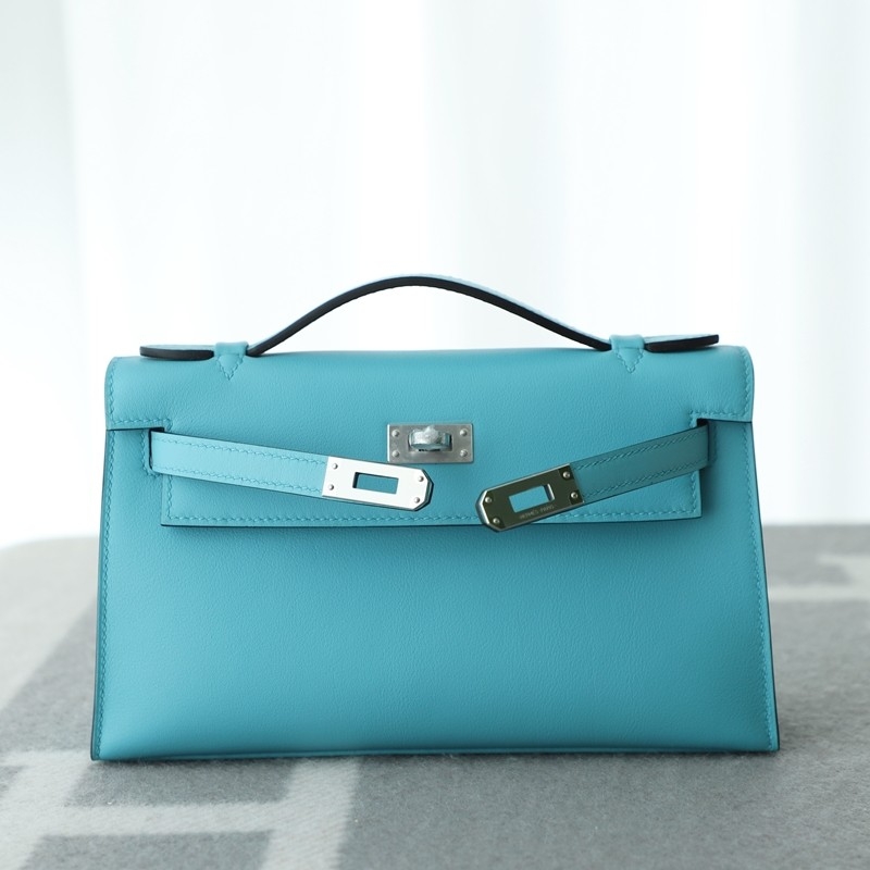 P3 bleu de nord swift kelly pochette with phw