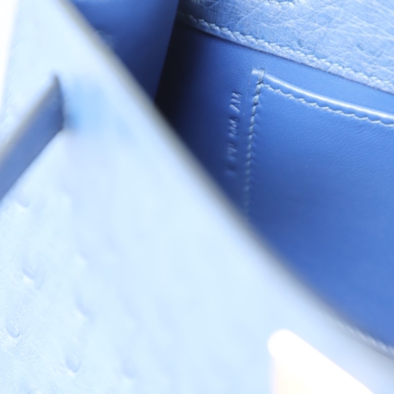 77 BIeu Iris ostrich kelly pochette with PHW