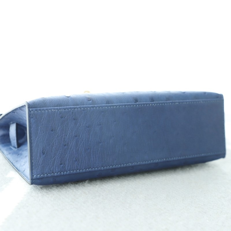 77 BIeu Iris ostrich kelly pochette with PHW