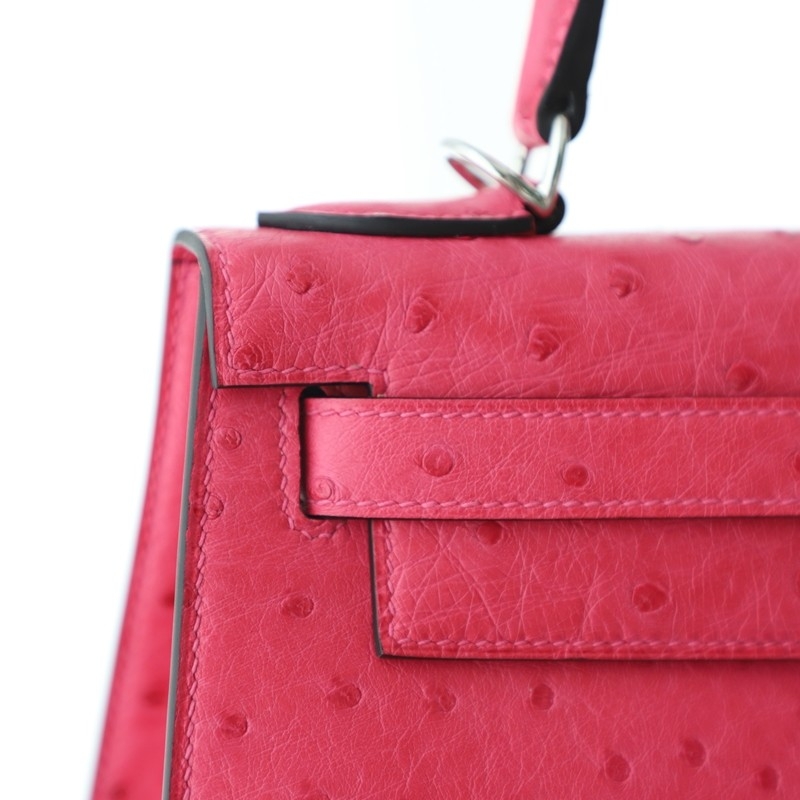 E5 Rose Tyrien Ostrich Kelly 28 Sellier With PHW