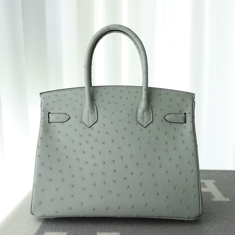 8U BIue GIacier Ostrich Birkin30 With Phw