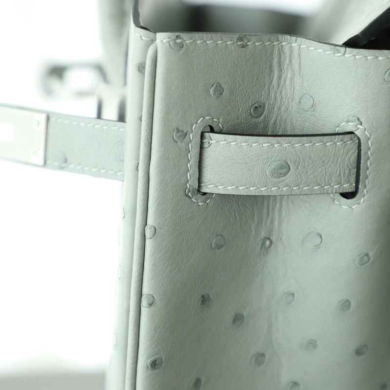 8U BIue GIacier Ostrich Birkin30 With Phw