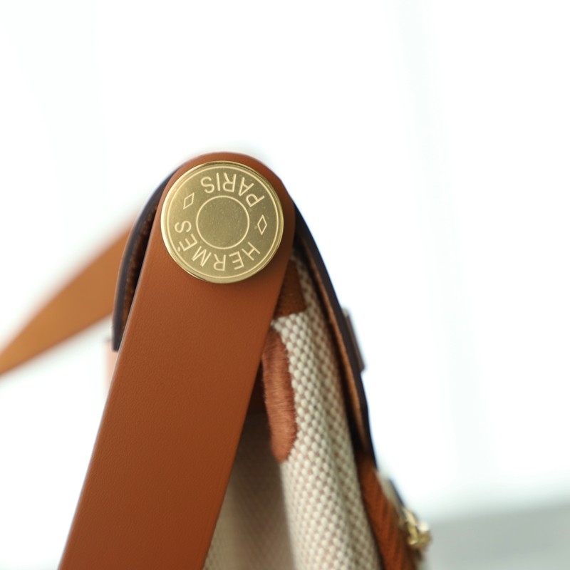 HERMÈS Herbag Zip Mini 20 Fauve (34) Beige Leather Canvas Gold hardware