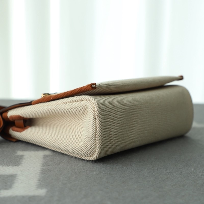 HERMÈS Herbag Zip Mini 20 Fauve (34) Beige Leather Canvas Gold hardware