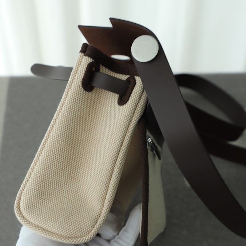HERMÈS Herbag Zip Mini 20 Ebene (46) Beige Leather Canvas Palladium hardware