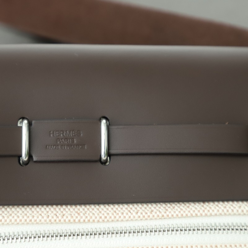 HERMÈS Herbag Zip Mini 20 Ebene (46) Beige Leather Canvas Palladium hardware