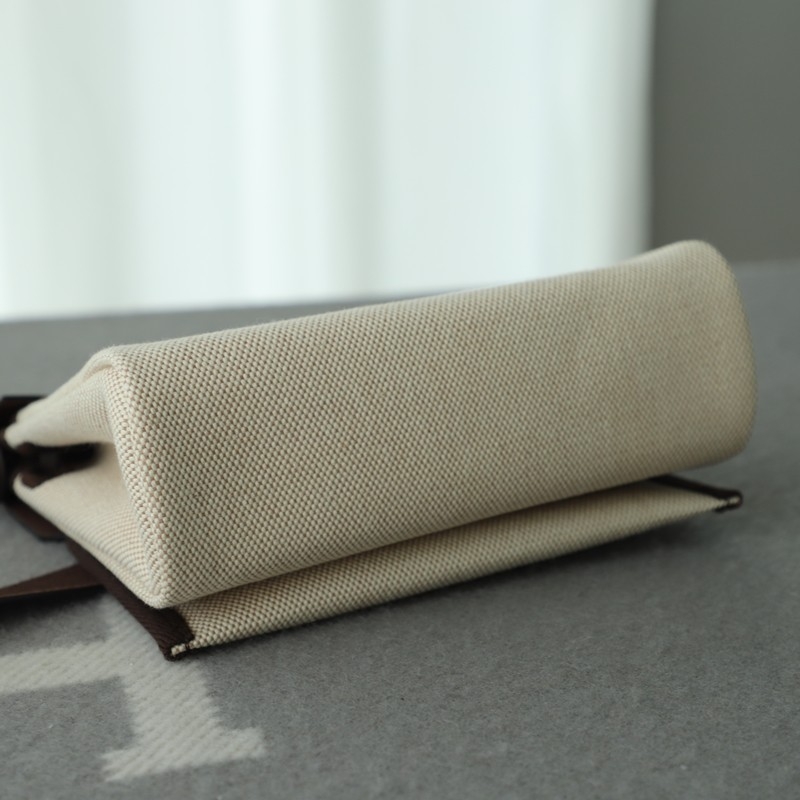 HERMÈS Herbag Zip Mini 20 Ebene (46) Beige Leather Canvas Palladium hardware