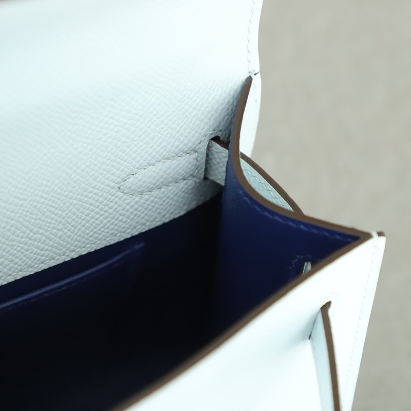 T0 Blue brume epsom and 7T BIue EIectric interior kelly pochette with phw