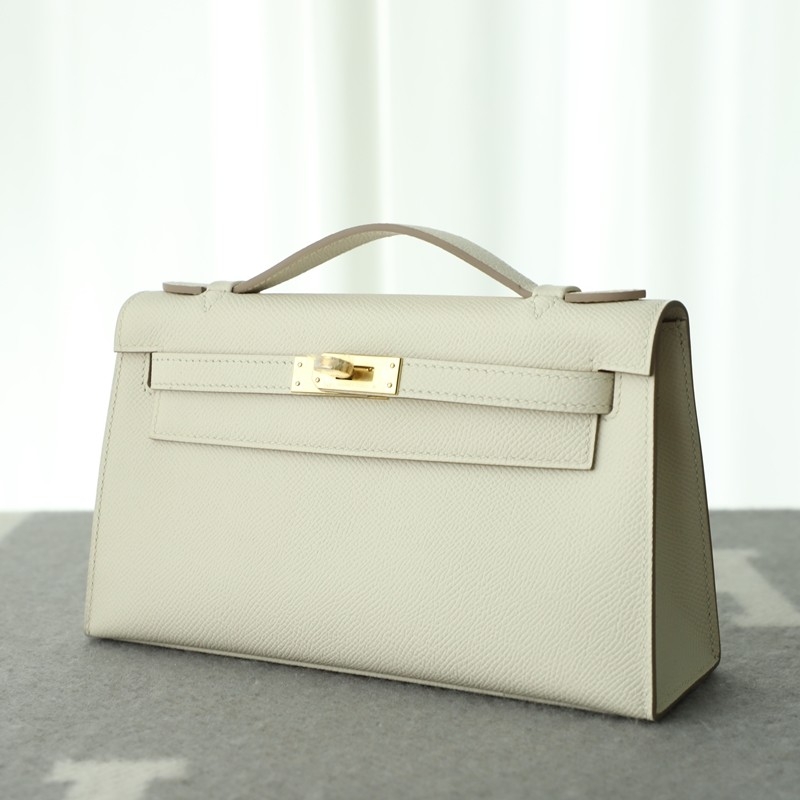 C10 Craie epsom and 9D Jaune Amber interior kelly pochette with ghw