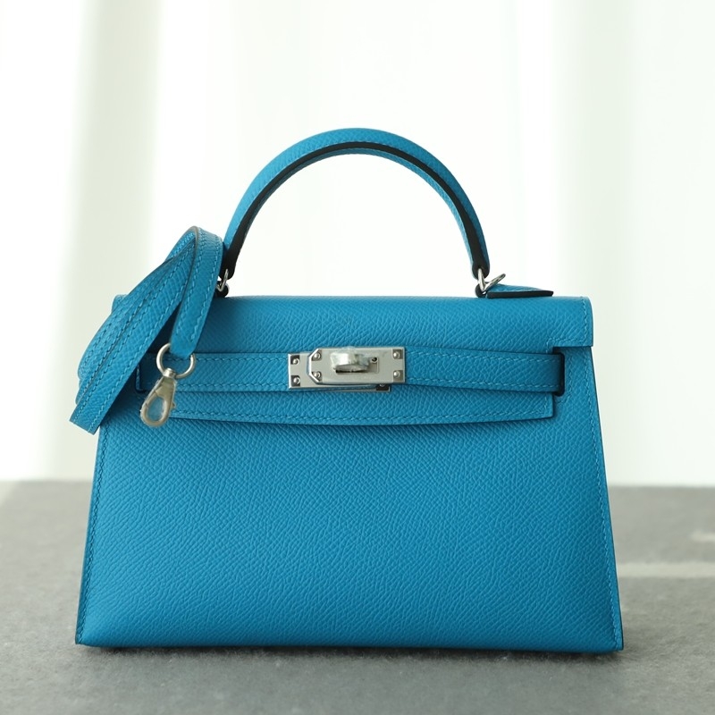 0F Blue Frida epsom kelly mini II with phw