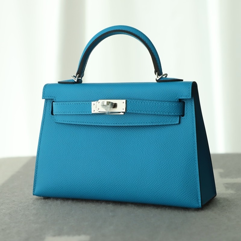 0F Blue Frida epsom kelly mini II with phw