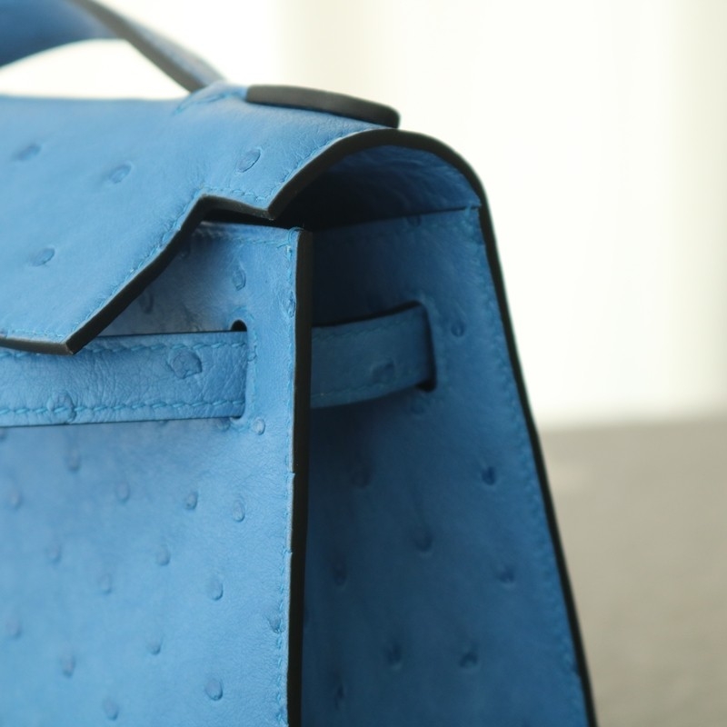 7Q Mykonos Ostrich Kelly Pochette With PHW