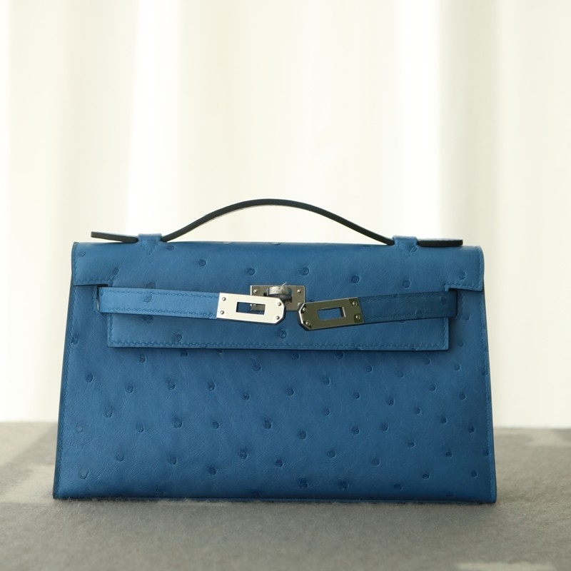 7Q Mykonos Ostrich Kelly Pochette With PHW