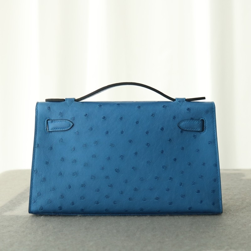 7Q Mykonos Ostrich Kelly Pochette With PHW