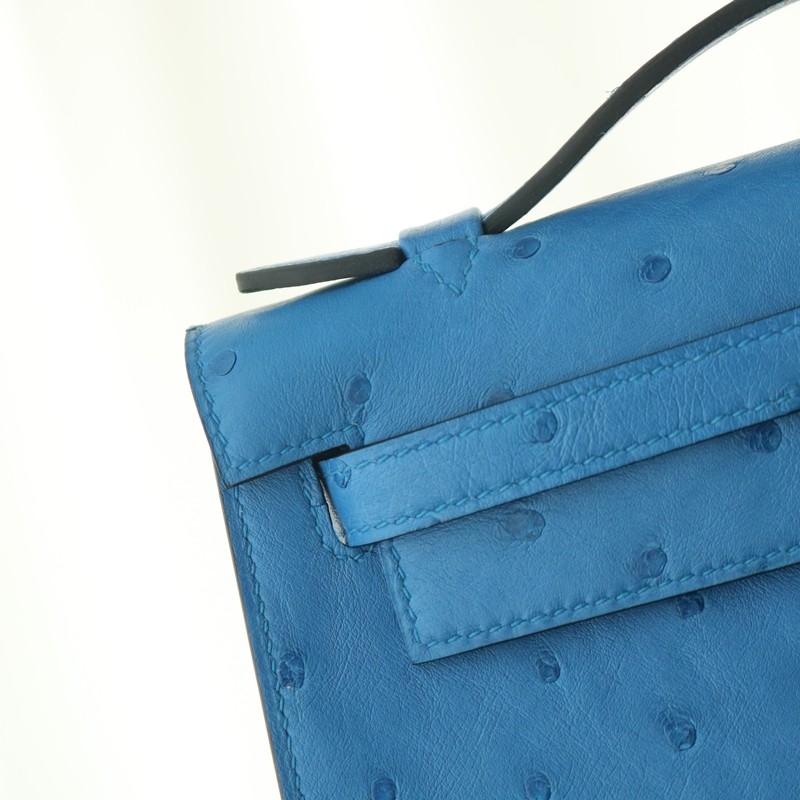 7Q Mykonos Ostrich Kelly Pochette With PHW