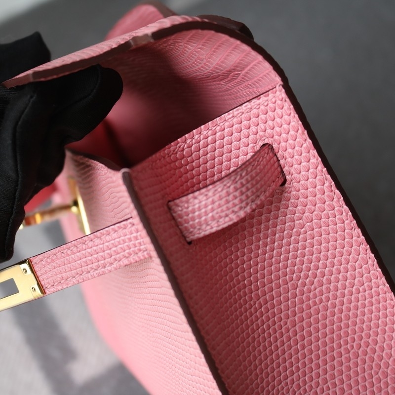5P Bubblegum Lizard Kelly Pochette With Ghw