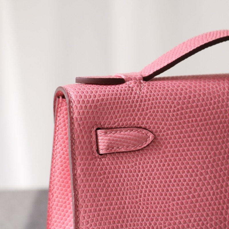5P Bubblegum Lizard Kelly Pochette With Ghw