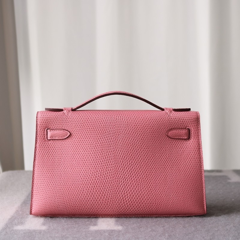 5P Bubblegum Lizard Kelly Pochette With Ghw