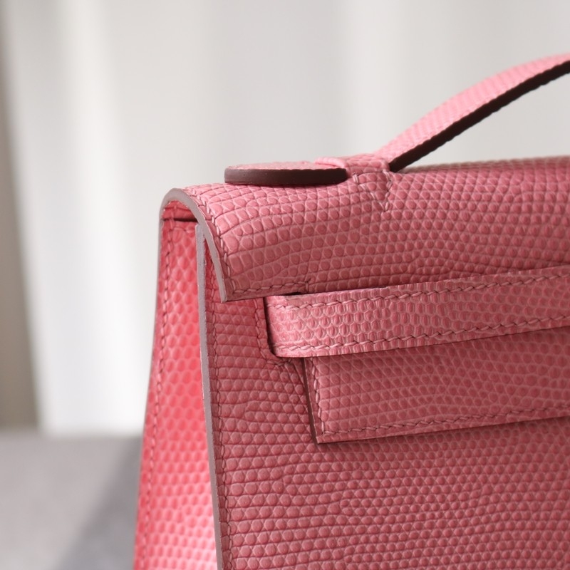 5P Bubblegum Lizard Kelly Pochette With Ghw