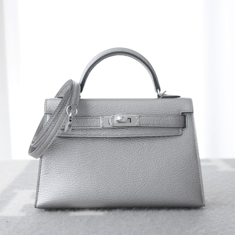 Mini Kelly Metallic Olympic Silver Leather PHW