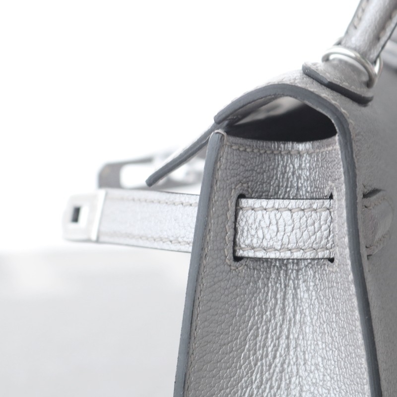 Mini Kelly Metallic Olympic Silver Leather PHW
