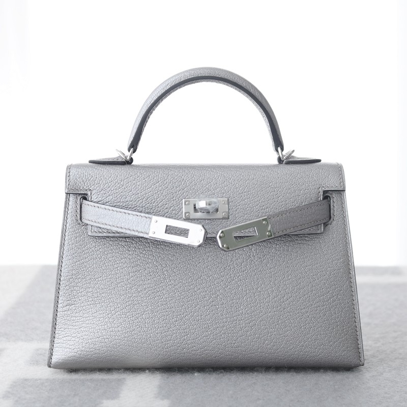Mini Kelly Metallic Olympic Silver Leather PHW