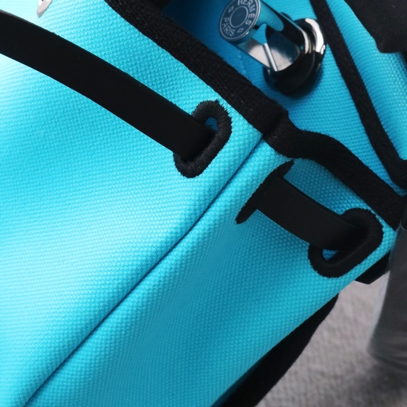 Hermès Herbag Zip Mini 20 Nior (CK89) with Bleu Riviera Canvas Palladium Hardware