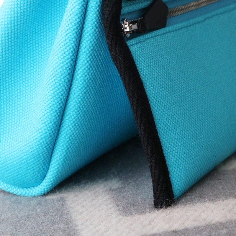 Hermès Herbag Zip Mini 20 Nior (CK89) with Bleu Riviera Canvas Palladium Hardware