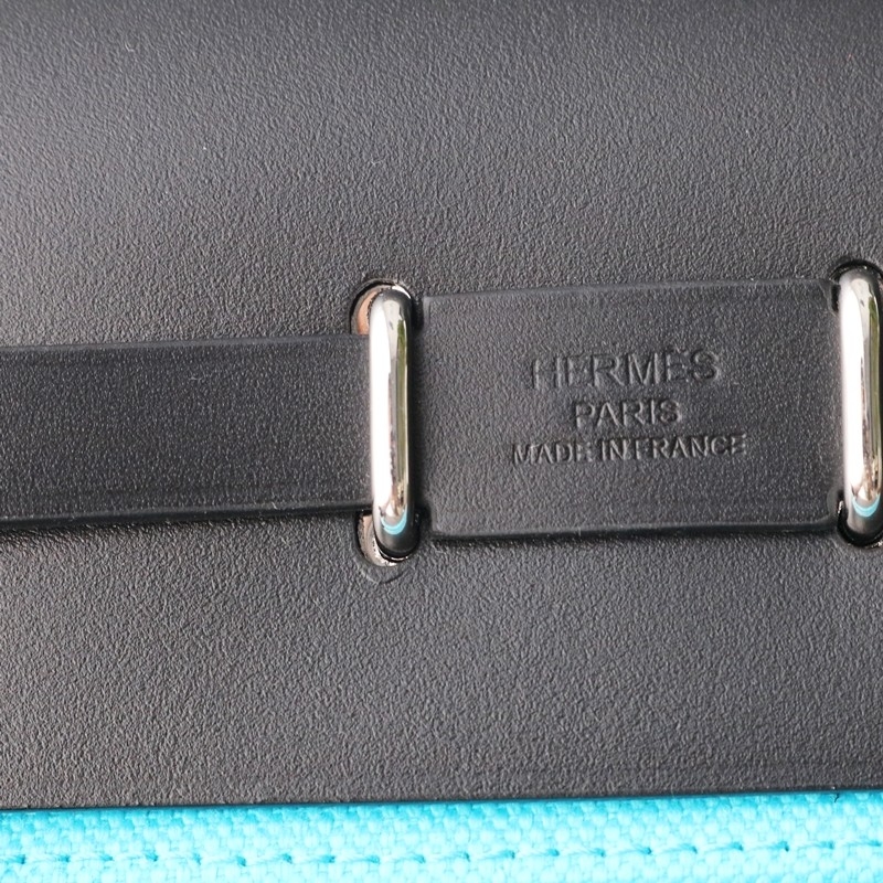 Hermès Herbag Zip Mini 20 Nior (CK89) with Bleu Riviera Canvas Palladium Hardware