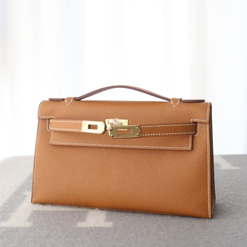 C37 GOLD epsom kelly pochette with ghw