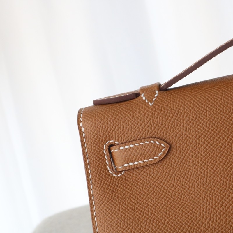C37 GOLD epsom kelly pochette with ghw